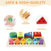 Merabufa Montessori Toys Wooden Sorting & Stacking Toys for Toddler Boys Girls, Wooden Blocks for Toddlers Preschool Motor Skills Toys Birthday Chirstmas Gift for 1 2 3 4 Years Old