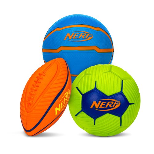 Nerf Kids Mini Foam Sports Ball Set - Soft Foam Football, Soccer Ball & Basketball Set for Kids - All Sports Mini Ball Set - Indoor & Outdoor Youth Sports Balls - Toy Sports Set