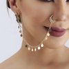 Octwine Women Tassels Nose Rings Earrings Chain Hoops Earrings Chain Fake Nose Ring Chain Non Piercing Nose Rings Earrings to Dangle Halloween Earring for Women (Gold Sequin)