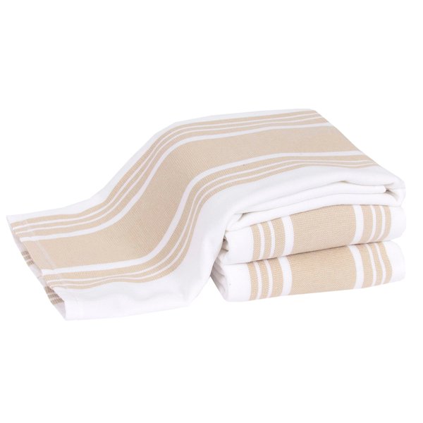 All-Clad Dual-Purpose Kitchen Towels: Highly Absorbent - 100% Cotton, 17"x30" Dish Towels for Cleaning & Drying Dishes & Glassware, 3-Pack, Cappuccino