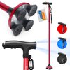 BigAlex Folding Walking Cane with LED Light,Pivoting Quad Base,Adjustable Walking Stick with Carrying Bag for Men/Women