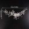 Teyglen Silver Flower Wedding Hair Comb Headband Bridal Pearl Crystal Hair Side Comb Handmade Rhinestone Hair Piece Flower Girl Headpiece Wedding Hair Accessories for Women Bride