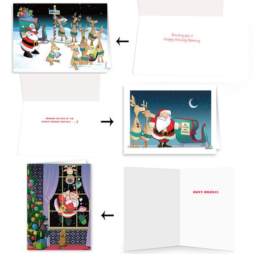 Stonehouse Collection | Boxed Variety Funny Christmas Cards | 24 Cards, 8 Designs Bulk Funny Assortement | USA Made
