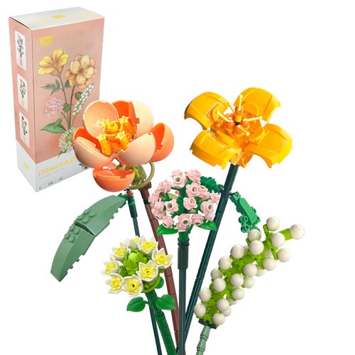 LEBERY Mini Bricks Flower Bouquet - Artificial Flowers Building Set 456Pcs Building Blocks Flower Bouquet Micro Botanical Collection DIY Simulation Plant Toy for Home Birthday Valentine Surprise