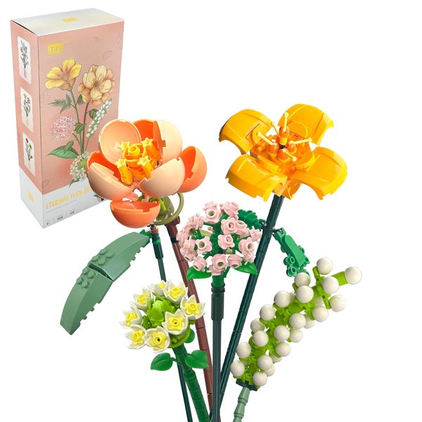 LEBERY Mini Bricks Flower Bouquet - Artificial Flowers Building Set 456Pcs Building Blocks Flower Bouquet Micro Botanical Collection DIY Simulation Plant Toy for Home Birthday Valentine Surprise