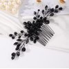 Missgrace Women Handmade Gothic Black Full Rhinestones Side Hair Comb Prom Party Special Occasion Punk Headpiece Black Women Rhinestones Hair Accessories for Women Gilrs (Black 5)