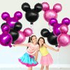 9Pcs Minnie Party Foil Balloons,27” Black,Rose Red, Pink Balloons For Minnie Party,Baby Shower,Girls Party Kids Birthday Theme Party Decoration Supplies