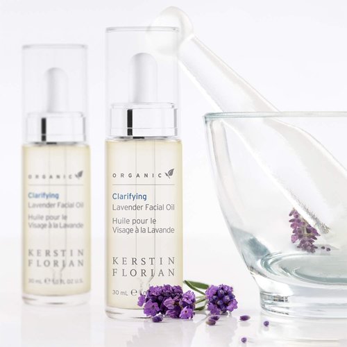 Kerstin Florian Organic Clarifying Lavender Facial Oil, Balancing Face Moisturizing with Sea Buckthorn, Argan, and Jojoba Oils for All Skin Types (1 fl oz)