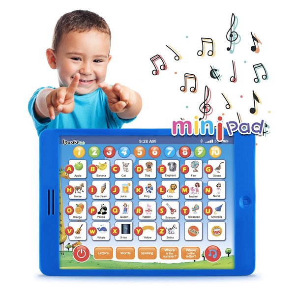 Boxiki kids Learning Pad Fun Kids Tablet with 6 Toddler Learning Games Early Child Development Toy for Number Learning, Learning ABCs, Spelling, “Where is?” Game, Melodies. Fun to Learn Your ABCs!