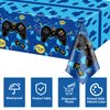 PIXHOTUL 4 Pcs Video Game Party Tablecloths, 51" x 86" Plastic Disposable Table Covers Blue Gaming Birthday Party Decorations for Boys Kids' Gamer Party Supplies