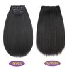 Kinky Straight Clip Ins Hair Extensions Natural Black for Black Women Full Head Yaki Kinky Straight Synthetic Hair 4Pcs 11 Clips 150g/Set (20 inch)