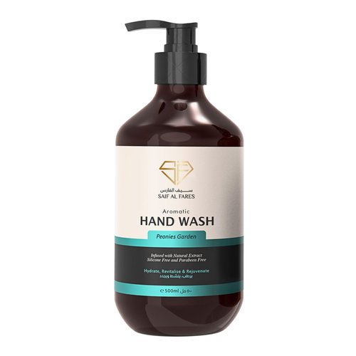 SAIF AL FARES Peonies Garden Hand Wash Alcohol Free with Peonies Blossom Scent Infused with Natural Extract Hydrating, Revitalising & Rejuvenating Hand Soap 16.9 Fl Oz