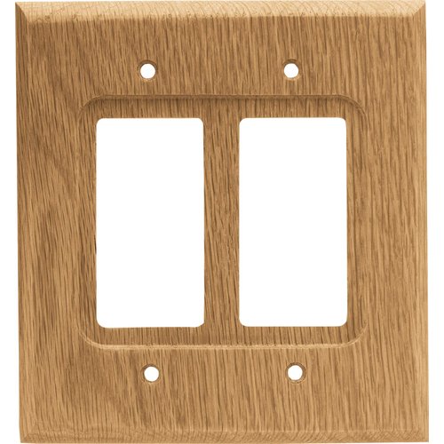 Brainerd 64654 Wood Square Double Decorator Wall Plate / Switch Plate / Cover, Medium Oak