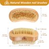 Wooden Finger Nail Brush to Clean Nails, Nail Scrubber for Men Kids Women, Fingernail Brushes for Cleaning Toenails Hand Foot Nail, Natural Boar & Sisal Bristle Two-sided Non-slip Manicure Pedicure
