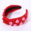 Valentine’s Day Heart Headbands for Women Valentine’s Day Accessories Jeweled Beaded Heart Knotted Headband Pink Red Rhinestone Wide Top Knot Headband Valentine Party Favors Gifts (Heart Headband 5)