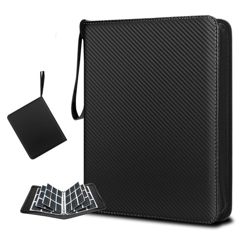 9 Pockets Trading Card Binder, 900 Pockets Card Binder with Sleeves Card Organizer, Card Collection Binder with Zipper Baseball Card Binder for Sports Card and Kids Organized (Black)