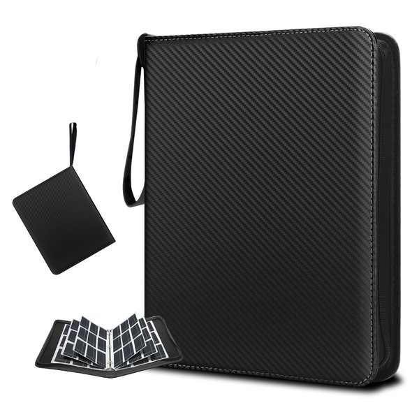 9 Pockets Trading Card Binder, 900 Pockets Card Binder with Sleeves Card Organizer, Card Collection Binder with Zipper Baseball Card Binder for Sports Card and Kids Organized (Black)