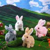 Halloscume 4 Pcs Christmas Interactive Electronic Plush Bunny Toy 7" Interactive Stuffed Animals Walking Barking and Wagging Tail Toys for Grandchildren Classroom Kid Birthday Gift(Long Hair Rabbit)