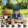25Pcs Cowboy 4th Birthday Party Supplies, Western Cowboy Cupcake Toppers Decoration, HorseShoe Cowboy Hats Boots Happy Birthday Cupcake Toppers Decorations, Baby Shower Kids Decorations (Cowboy 4th)