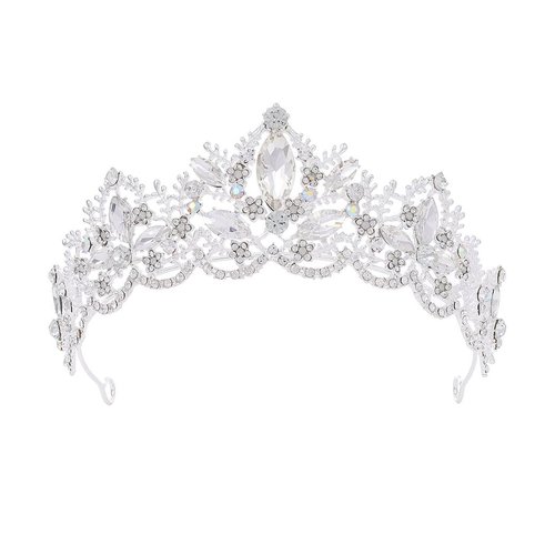 Woeoe Rhinestone Queen Tiara and Crown Silver Crystal Bride Wedding Crowns Bridal Women Crown Headband Princess Tiaras for Birthday Party Bridesmaids