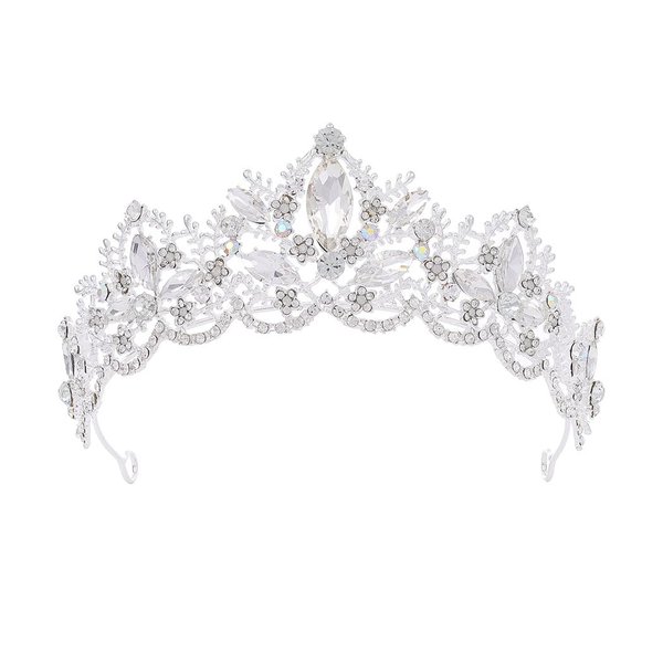 Woeoe Rhinestone Queen Tiara and Crown Silver Crystal Bride Wedding Crowns Bridal Women Crown Headband Princess Tiaras for Birthday Party Bridesmaids