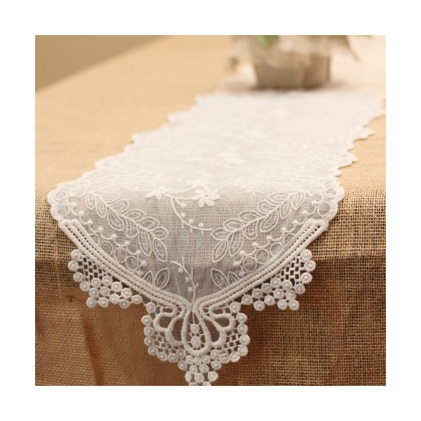 Harvest Imports (Har-) Lace Table Runner in Ivory - 74" Long x 12" Wide