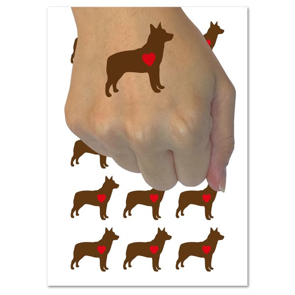 Australian Cattle Dog with Heart Temporary Tattoo Water Resistant Fake Body Art Set Collection - 54 1" Tattoos (1 Sheet)