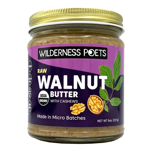 Wilderness Poets, Walnut Butter with Cashews - Organic & Raw (8 Ounce - Half Pound)