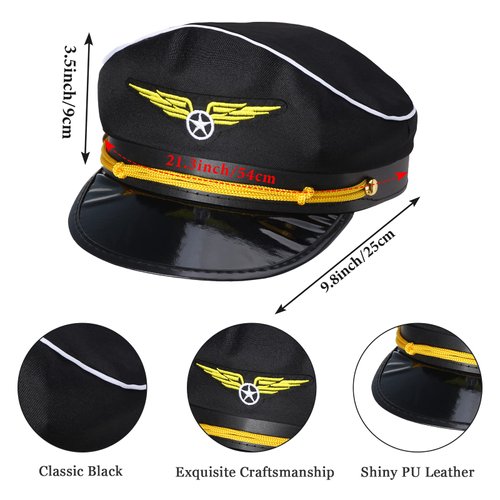 Keymall Kids Pilot Costume Accessories Set With Aviator Hat Sunglasses Tie Pin for Aviation Halloween Dress Up