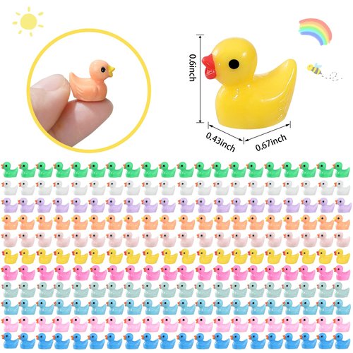 GliSun 220 Pieces Mini Resin Ducks Tiny Duck for Garden Micro Landscape Ornament Dollhouse Prank Christmas Falloween Birthday Party Favors DIY Decoration Craft（11 Colors）