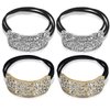 4Pcs Simple Elastic Hair Tie Bands Rhinestone Crystal Hair Ropes Jewelry Ponytail Holder Fashion Hair Accessories for Women Girls, Gold and Silver