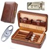 M Time C club 4-Finger Cigar Case, Cigar Humidor Portable Travel Crocodile Skin-Style Burgundy Leather Cigar Case Humidifier
