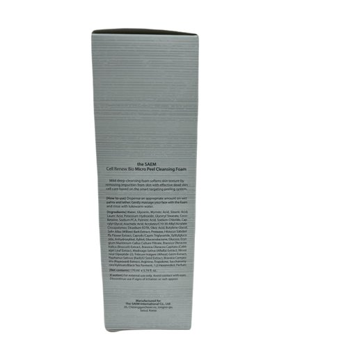 THESAEM Cell Renew Bio Micro Peel Cleansing Foam - PHA Enzyme Deep Exfoliating, Soothing & Moisturizing Care, Rich Soft Face Peeling Foam, for All Skin Types, 5.75oz.