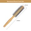 Harewu Round Curling Comb with Original Wooden Handle Made of Pure Beech Wood,Gentle Nylon Bristles,For All Hair Styles,Natural and Gentle Hair Brush (Yellow)