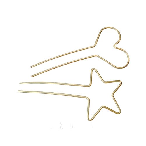 Retro Hair Pins, U-Shaped Hair Sticks, Heart Styling Hair Forks - Simple Metal Heart and Star Design Hairpins for Women and Girls 2Pack