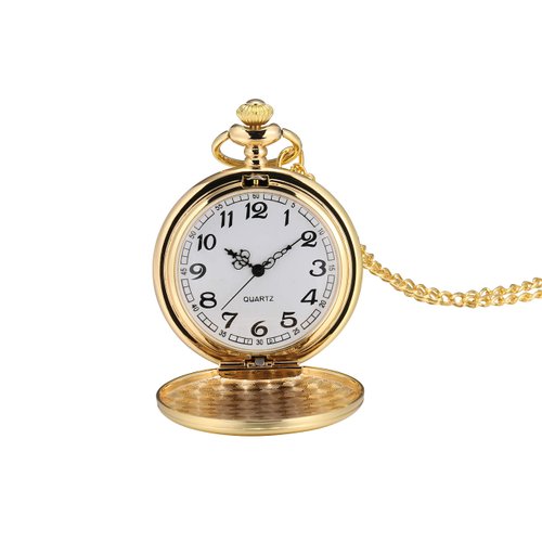 I-MART Smooth Vintage Pocket Watch with Chain (Gold)