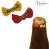 Parcelona French Angel Bow Red and Yellow Small 2” Celluloid Set of 2 Hair Clip Barrettes for Girls
