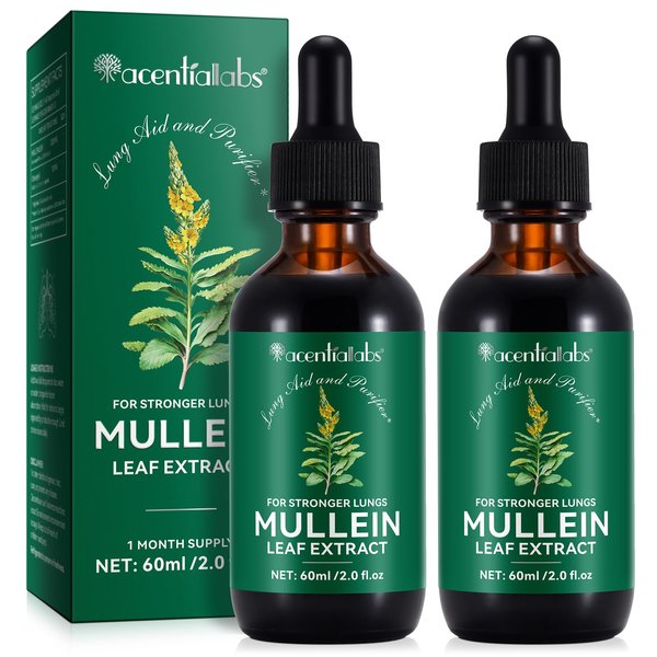 newseel Mullein Leaf Extract for Lungs,Mullein Drops for Lungs,Mullein Chlorophyll Drops for Lungs,Mullein Herbal Supplements with Chlorophyll (2Pack)