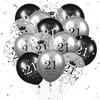 21st Birthday Balloons Decorations 15pcs Black Silver Happy 21st Birthday Party Latex Confetti Balloons for Men Women Boys Girls 21st Anniversary Happy Birthday Party Decor Supplies 12 inches