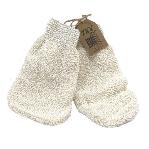 TXV Mart Natural Exfoliating Sisal Body Bath Gloves Sponge Scrubber Deeply Clean Remove Dead Skin, Bathroom, Shower, Spa - 1 Pair