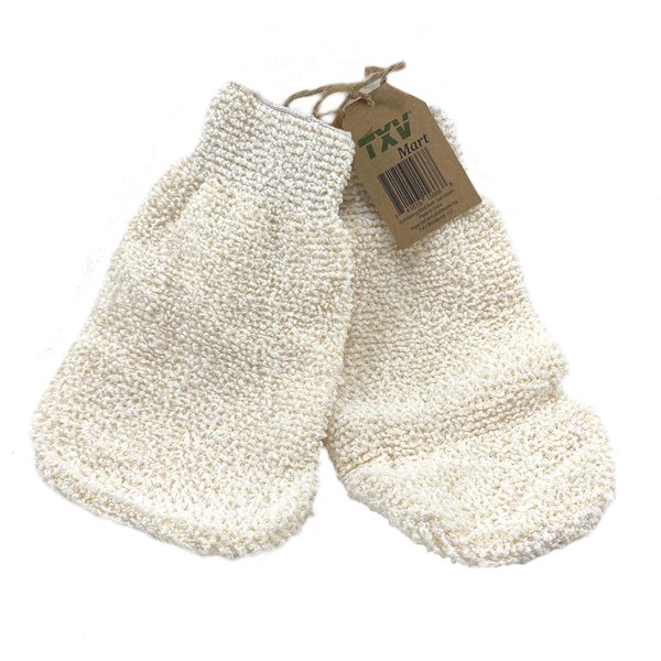TXV Mart Natural Exfoliating Sisal Body Bath Gloves Sponge Scrubber Deeply Clean Remove Dead Skin, Bathroom, Shower, Spa - 1 Pair