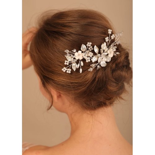 Denifery 2Pcs Flower Wedding Hair Pins Bridal Rhinestone Hair Pins Wedding Hair Accessories for B...