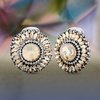 Badgley Mischka Antiqued Finish Round Champagne Rhinestone Clip On Earrings for Women