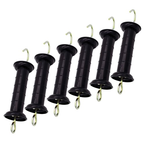 JBTOZIUY 6 Pcs Plastic Electric Fence Gate Handle Insulators, Gate Handle with Spring (Black)