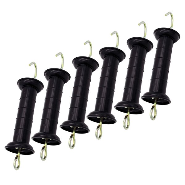 JBTOZIUY 6 Pcs Plastic Electric Fence Gate Handle Insulators, Gate Handle with Spring (Black)