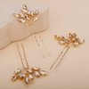 Rumtock 3pcs Champagne Hair Piece Handmade Crystal Hair Pins for Wedding Brides Women Girls Hair Styling Jewelry (Champagne)