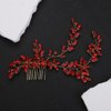 Rumtock Red Crystal Beads Long Hair Comb Handmade Gold Hair Piece for Women Girls Wedding Bridal Hair Accessories (Red)