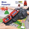 Giant bean Battery Operated Action Locomotive Magnetic Train Set for Wooden Train Tracks, Powerful Engine Compatible with Thomas, Brio, Chuggington Wood Train Track Toys for Kids 3+