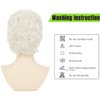 RicHyun Womens Short White Wig Natural Curly Cream White Wig Synthetic Heat Resistant Hair Replacment Wig for Daily Party Costumes