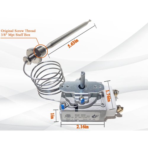RX-2-24 Thermostat for Deep Fryer（with Knob), 3/8" Mpt Stuff Box, RX-10-24 RX-2-30 Millivolt Thermostat 00-913153 Compatible with Adcraft RX-2-24，Atosa 301030004, Robertshaw 5300-402，200-400F (OEM)
